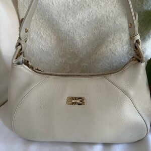 Balenciaga Cream Leather Shoulder Bag with Gold Hardware